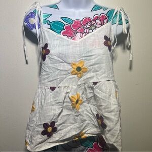 Shein White Floral Embellished Tank